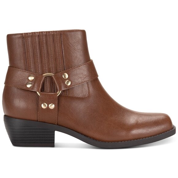 80$ Sun + Stone Square Toe Western Harness Ankle Booties Size 11 US Brown - Picture 1 of 2